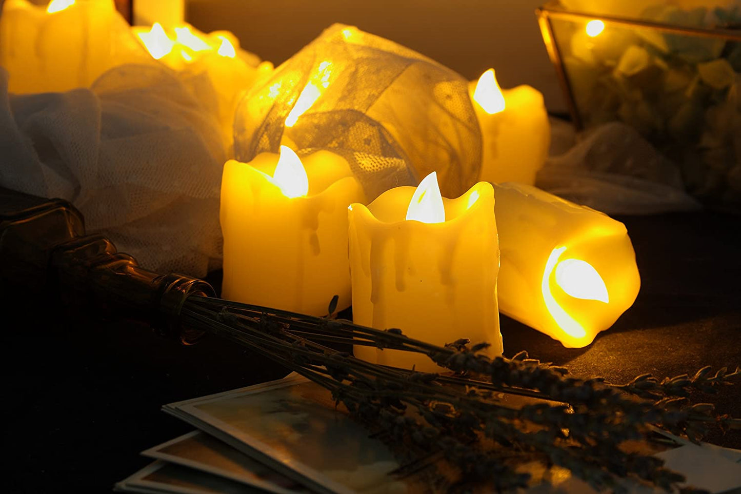 CANDLE CHOICE Battery Operated Flameless Votive Candles Realistic Flickering Fake Electric LED Tea Lights Set Bulk Wedding Party Halloween Christmas Decorations Table Centerpieces Batteries Incl 24PCS