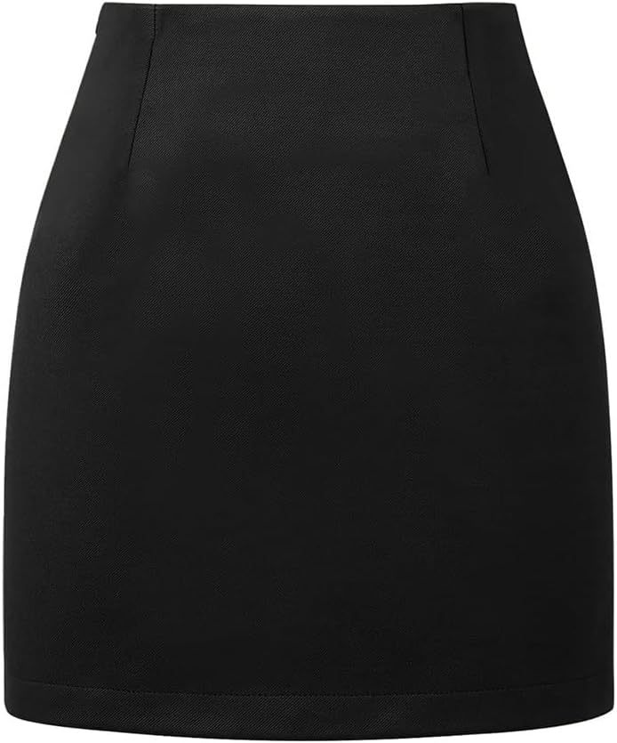 Kinghua Women's High-Waisted Wool Plaid Mini Pencil Skirt for Fall and Winter