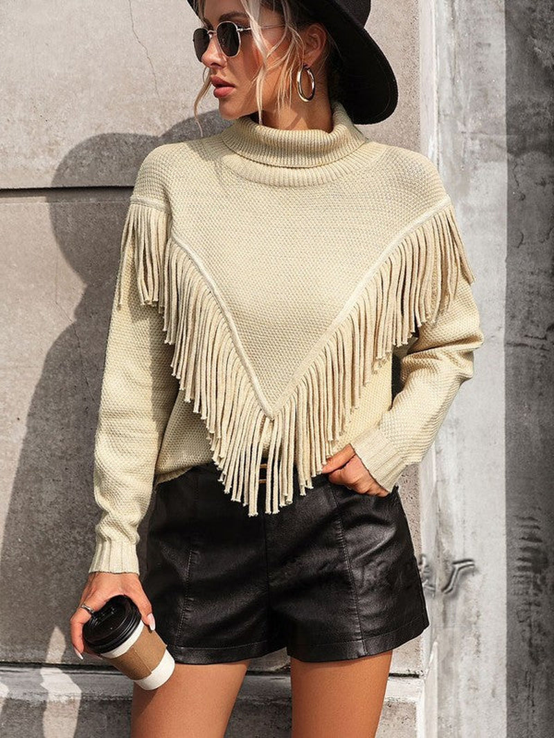 Fringe Turtleneck Sweater