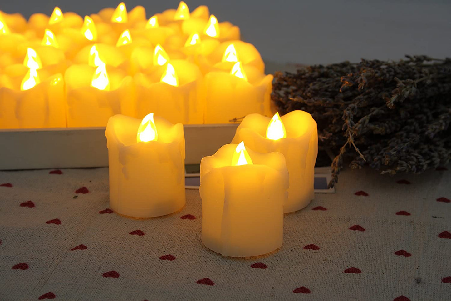 CANDLE CHOICE Battery Operated Flameless Votive Candles Realistic Flickering Fake Electric LED Tea Lights Set Bulk Wedding Party Halloween Christmas Decorations Table Centerpieces Batteries Incl 24PCS
