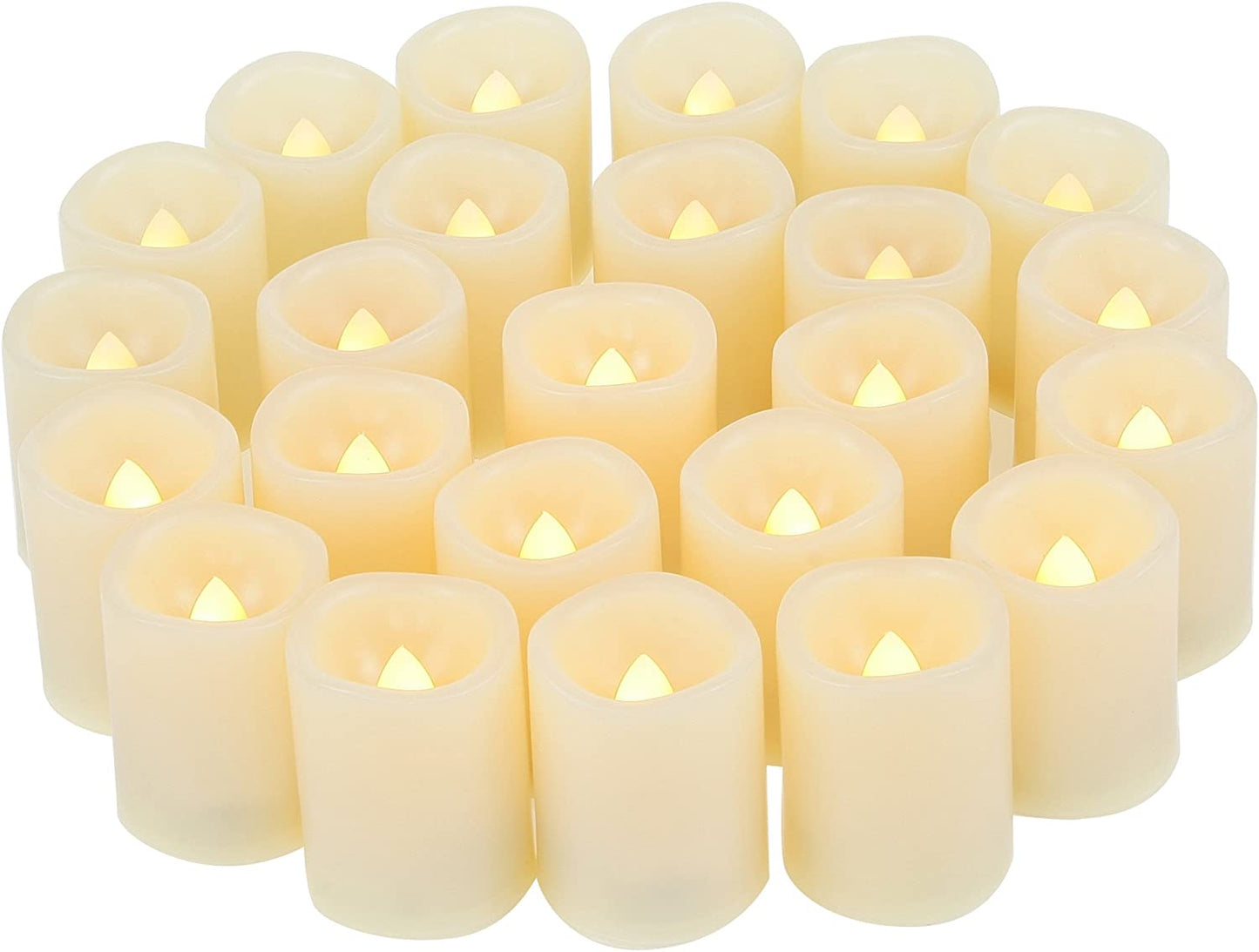CANDLE CHOICE Battery Operated Flameless Votive Candles Realistic Flickering Fake Electric LED Tea Lights Set Bulk Wedding Party Halloween Christmas Decorations Table Centerpieces Batteries Incl 24PCS