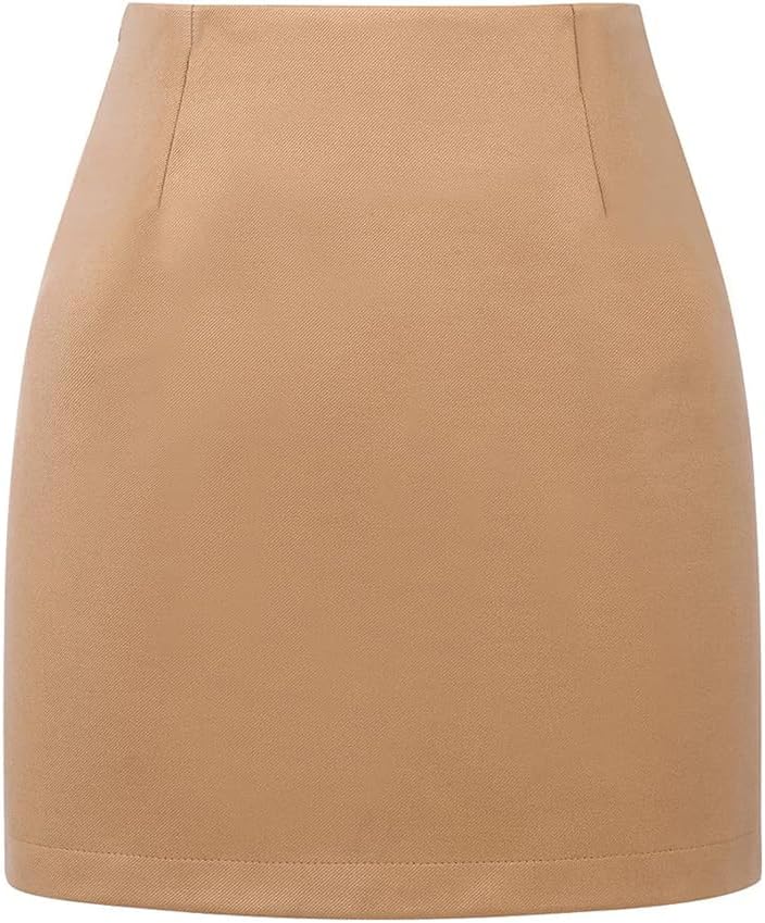Kinghua Women's High-Waisted Wool Plaid Mini Pencil Skirt for Fall and Winter