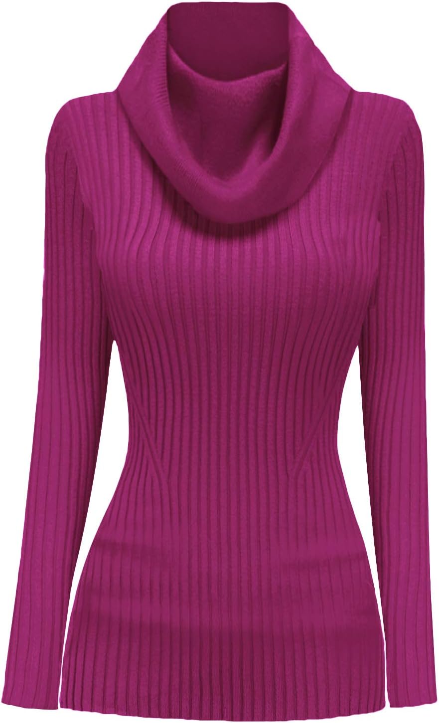 V28 Women's Slim Fit Long Sleeve Cowl Neck Knit Sweater