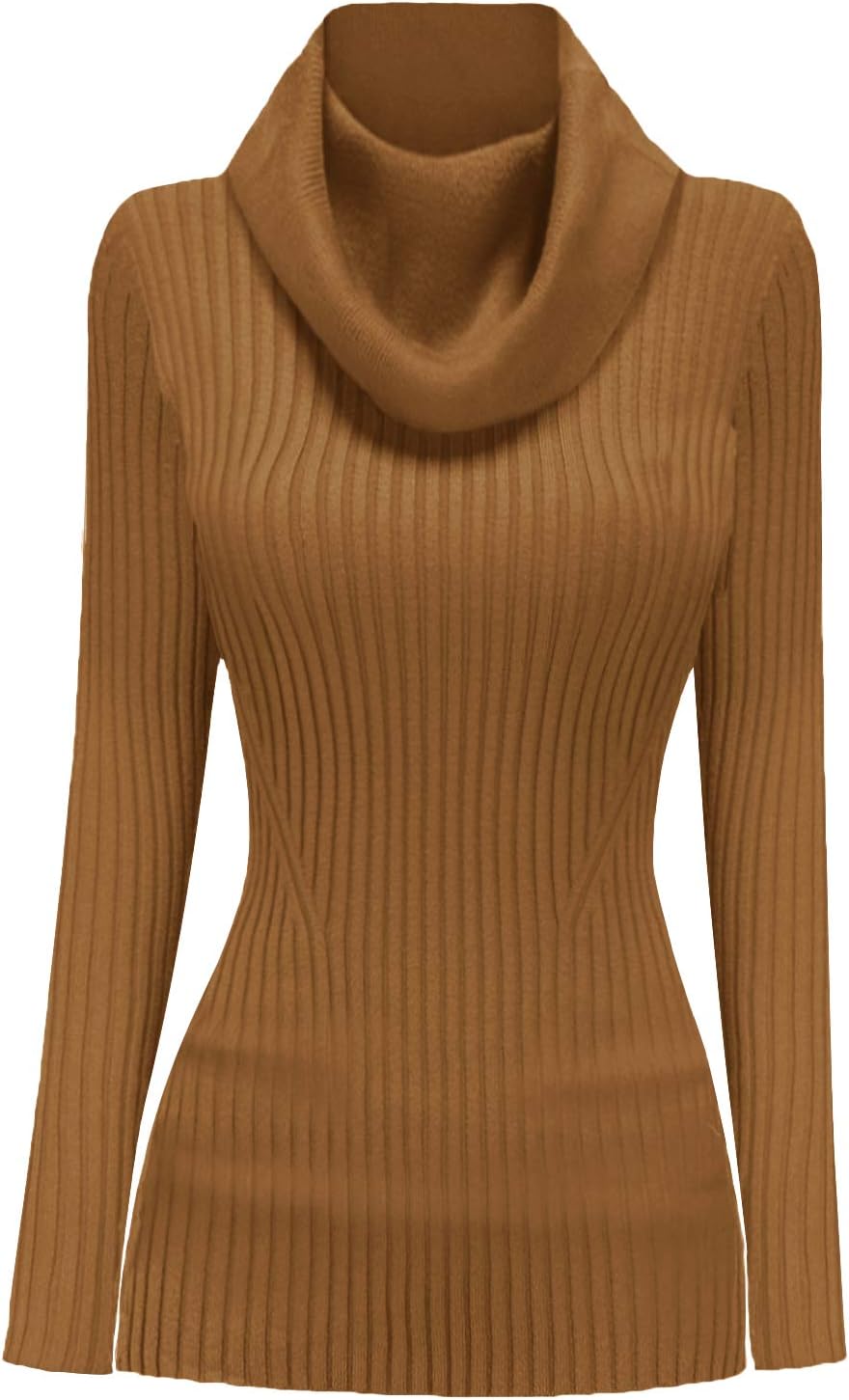 V28 Women's Slim Fit Long Sleeve Cowl Neck Knit Sweater