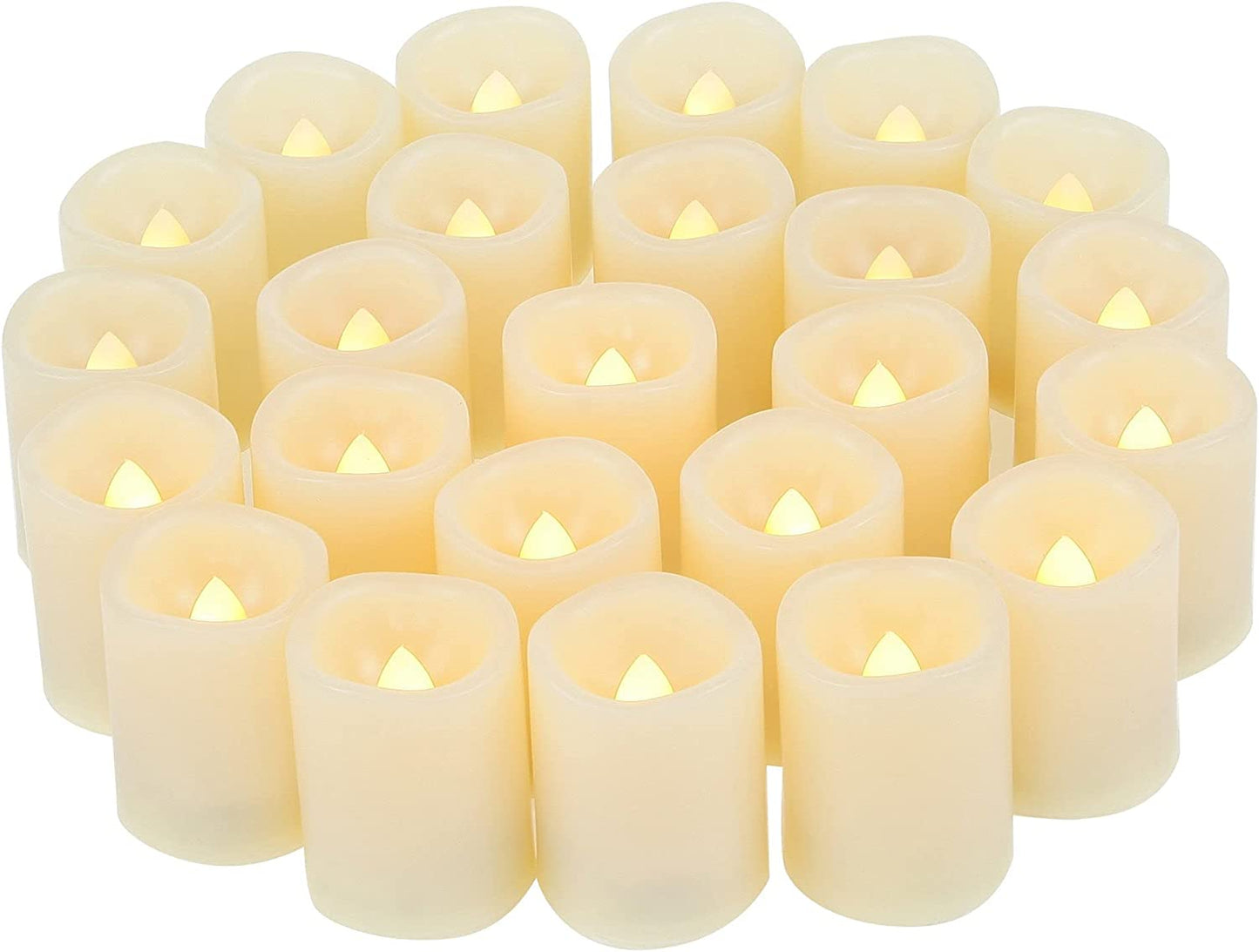 CANDLE CHOICE Battery Operated Flameless Votive Candles Realistic Flickering Fake Electric LED Tea Lights Set Bulk Wedding Party Halloween Christmas Decorations Table Centerpieces Batteries Incl 24PCS