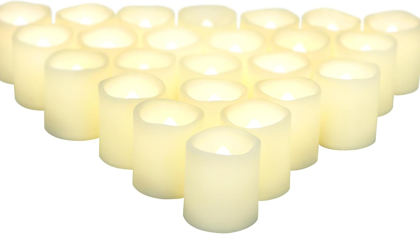 CANDLE CHOICE Battery Operated Flameless Votive Candles Realistic Flickering Fake Electric LED Tea Lights Set Bulk Wedding Party Halloween Christmas Decorations Table Centerpieces Batteries Incl 24PCS