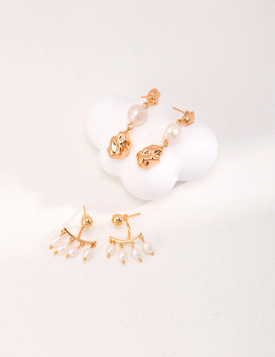 Detachable Four Row Drop Pearl Earrings