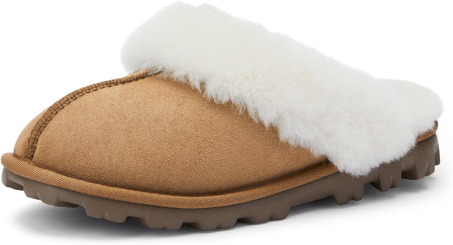 Waysoft Women'S Genuine Australian Sheepskin Slippers, 100% Shearling, 8Mm Memory-Foam, Hard Bottom Slipper