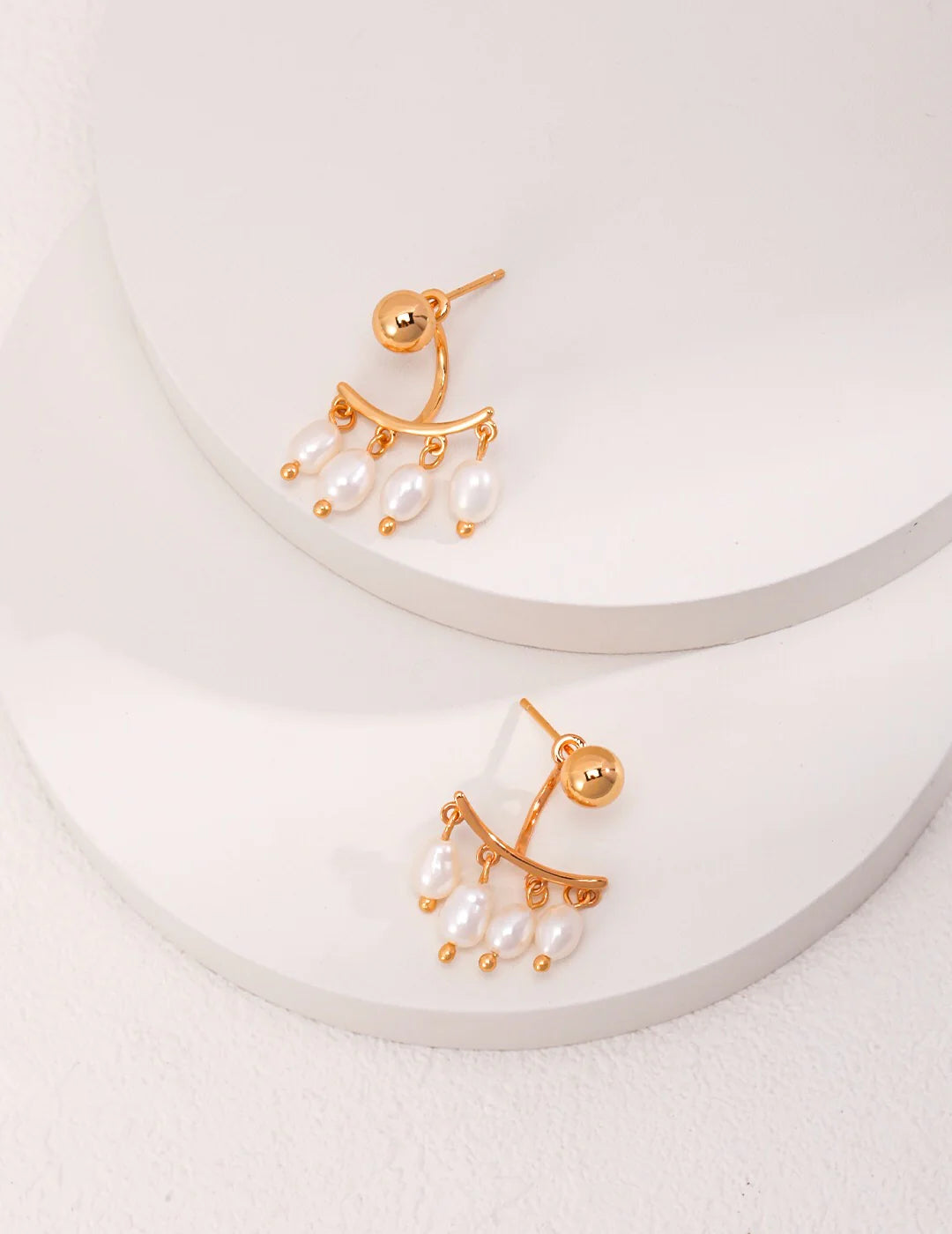 Detachable Four Row Drop Pearl Earrings