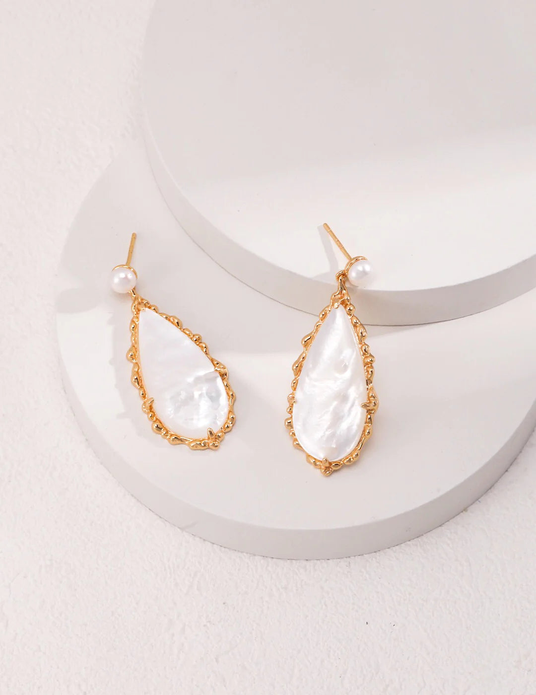 Elegance Pearl and Seashell Drop Earrings