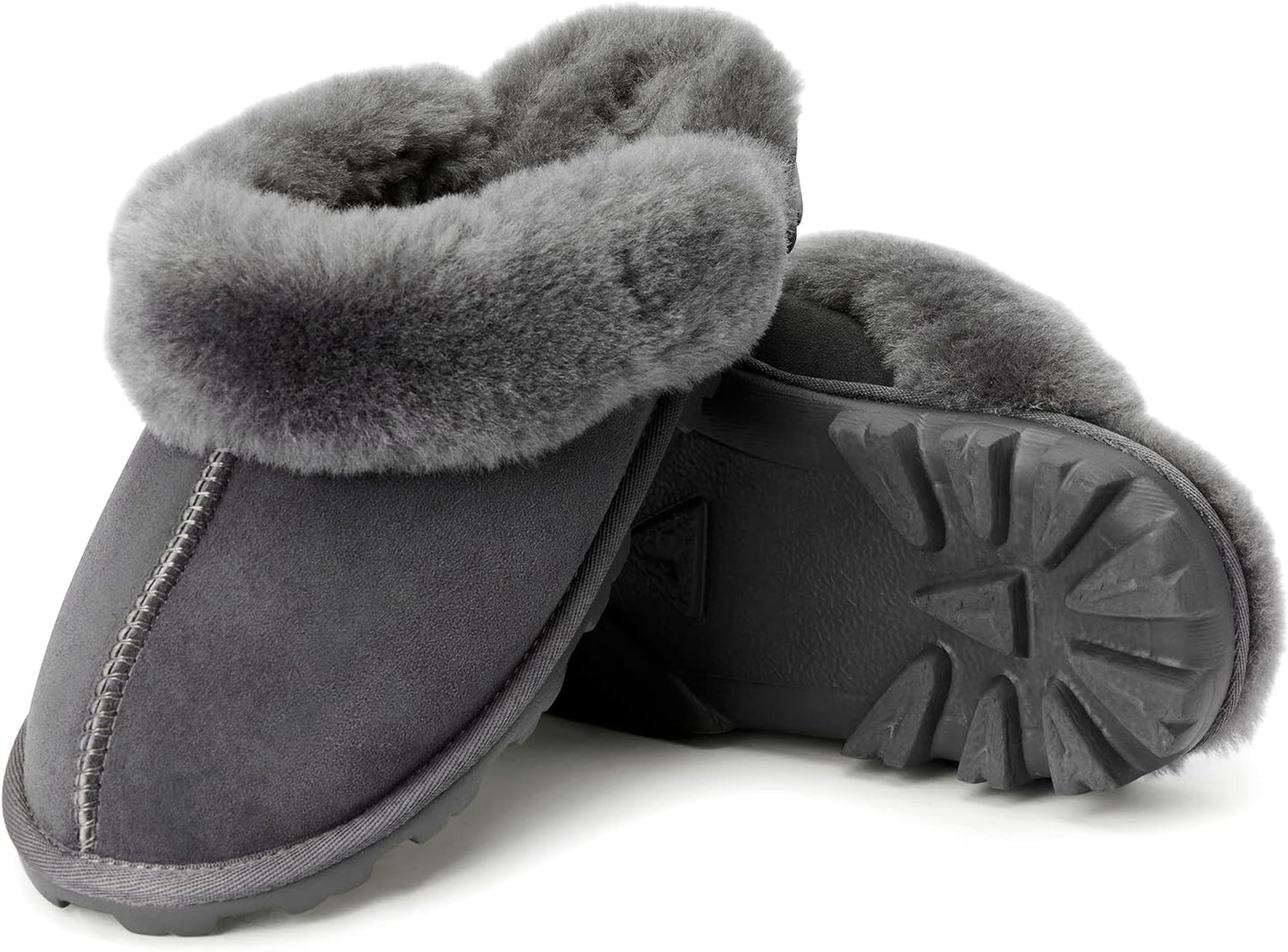 Waysoft Women'S Genuine Australian Sheepskin Slippers, 100% Shearling, 8Mm Memory-Foam, Hard Bottom Slipper