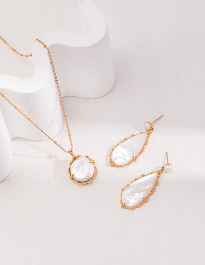 Elegance Pearl and Seashell Drop Earrings