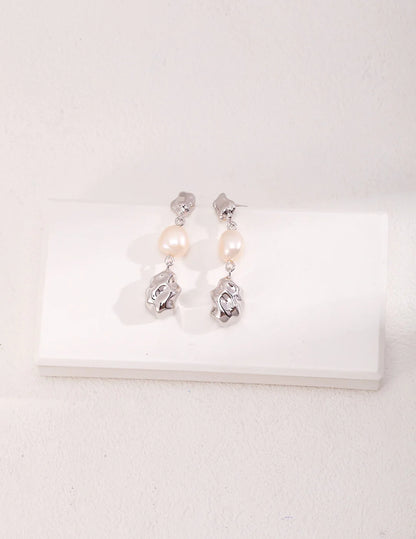 Hand Carved Style Pearl Earrings