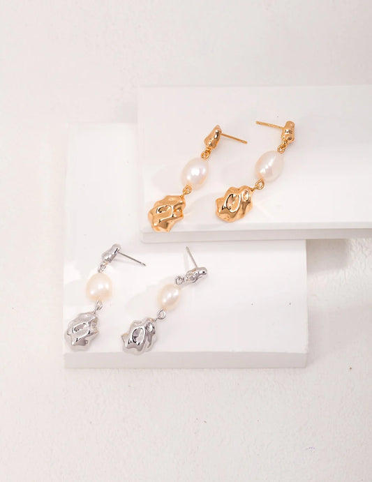 Hand Carved Style Pearl Earrings