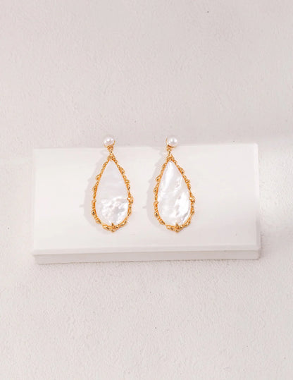 Elegance Pearl and Seashell Drop Earrings