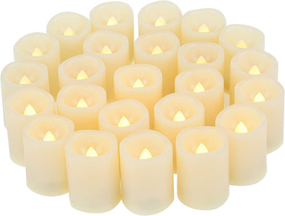 CANDLE CHOICE Battery Operated Flameless Votive Candles Realistic Flickering Fake Electric LED Tea Lights Set Bulk Wedding Party Halloween Christmas Decorations Table Centerpieces Batteries Incl 24PCS
