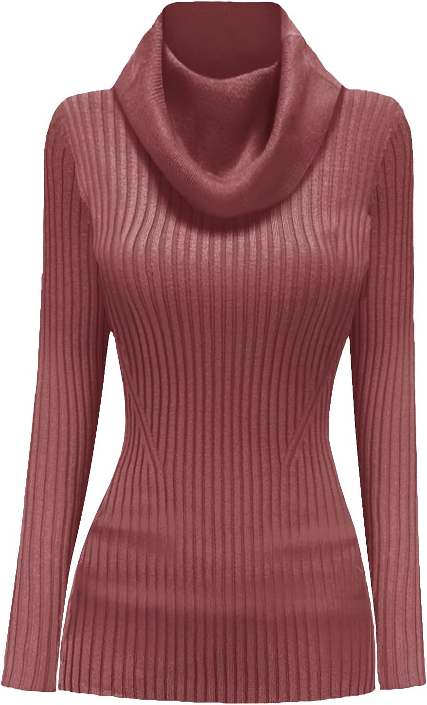 V28 Women's Slim Fit Long Sleeve Cowl Neck Knit Sweater