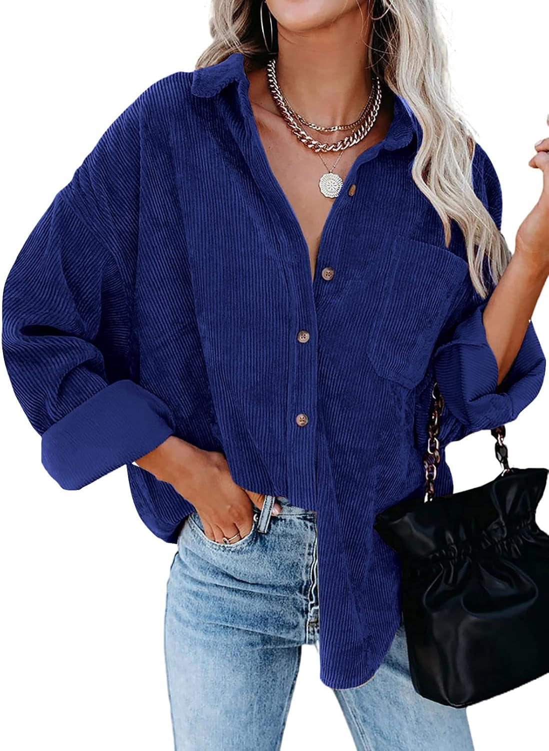 Stunshow Women's Plaid Button-Down Flannel Shacket Long Sleeve Coat Jacket - Trendy 2025 Collection