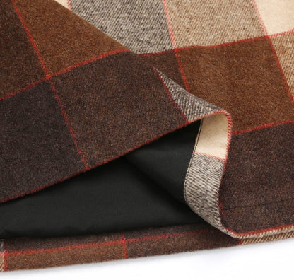 Kinghua Women's High-Waisted Wool Plaid Mini Pencil Skirt for Fall and Winter