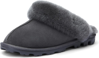 Waysoft Women'S Genuine Australian Sheepskin Slippers, 100% Shearling, 8Mm Memory-Foam, Hard Bottom Slipper