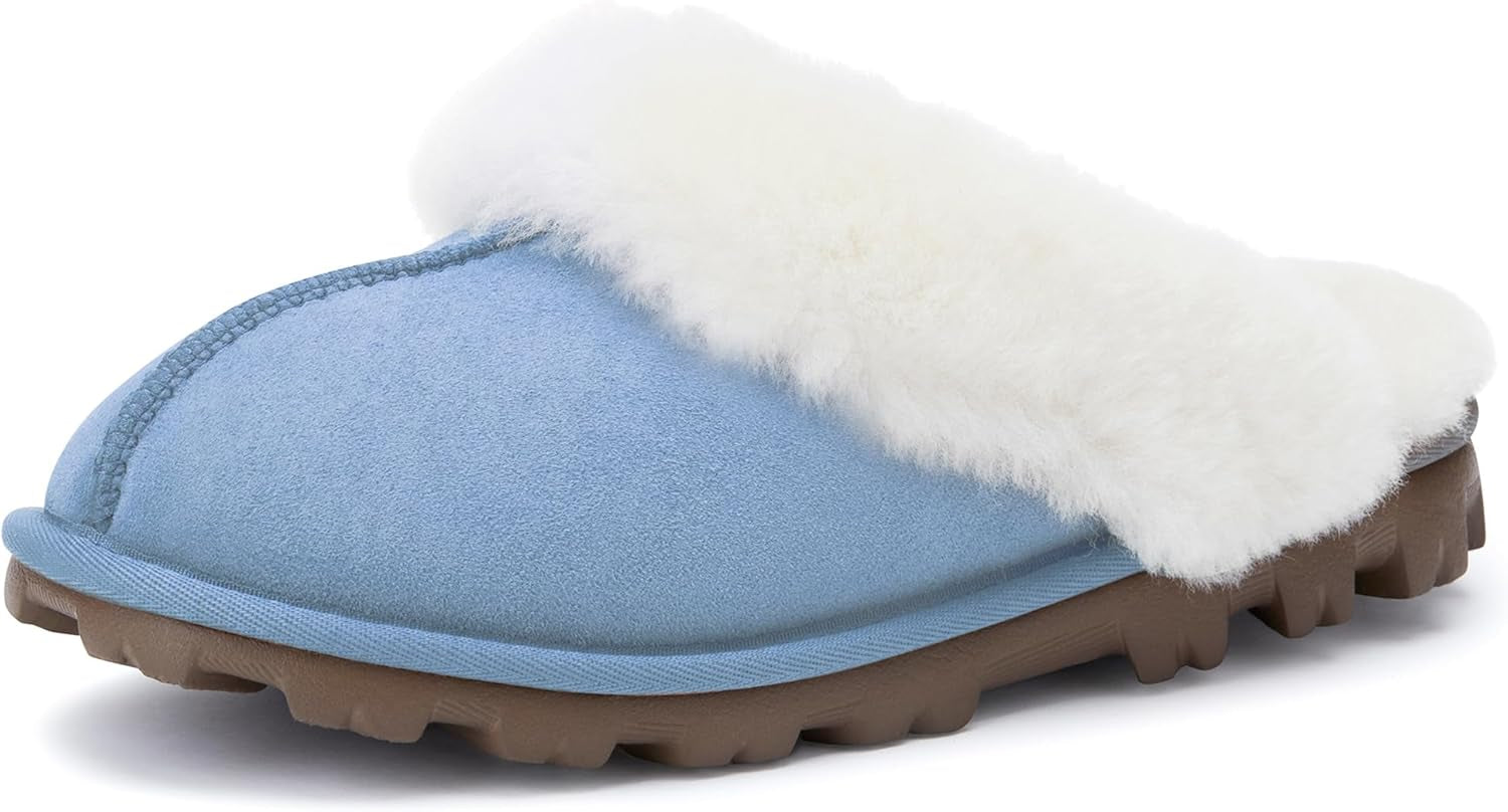 Waysoft Women'S Genuine Australian Sheepskin Slippers, 100% Shearling, 8Mm Memory-Foam, Hard Bottom Slipper