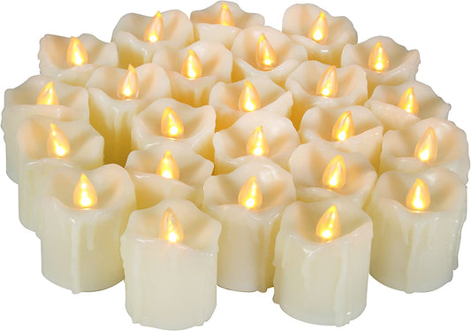 CANDLE CHOICE Battery Operated Flameless Votive Candles Realistic Flickering Fake Electric LED Tea Lights Set Bulk Wedding Party Halloween Christmas Decorations Table Centerpieces Batteries Incl 24PCS
