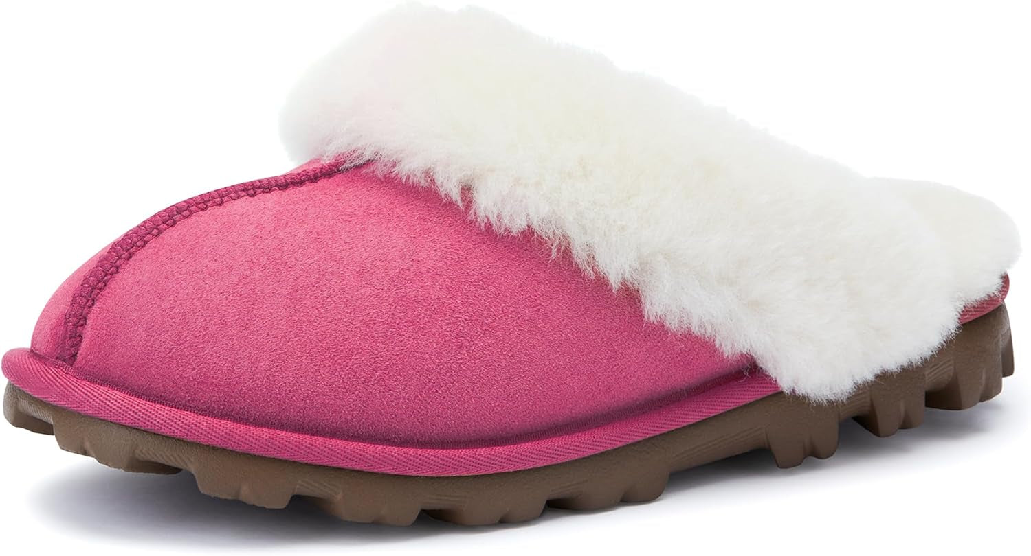 Waysoft Women'S Genuine Australian Sheepskin Slippers, 100% Shearling, 8Mm Memory-Foam, Hard Bottom Slipper