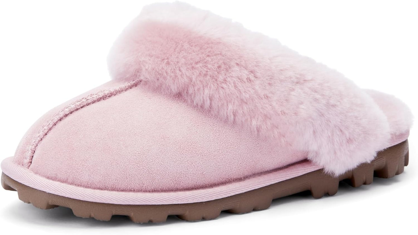 Waysoft Women'S Genuine Australian Sheepskin Slippers, 100% Shearling, 8Mm Memory-Foam, Hard Bottom Slipper