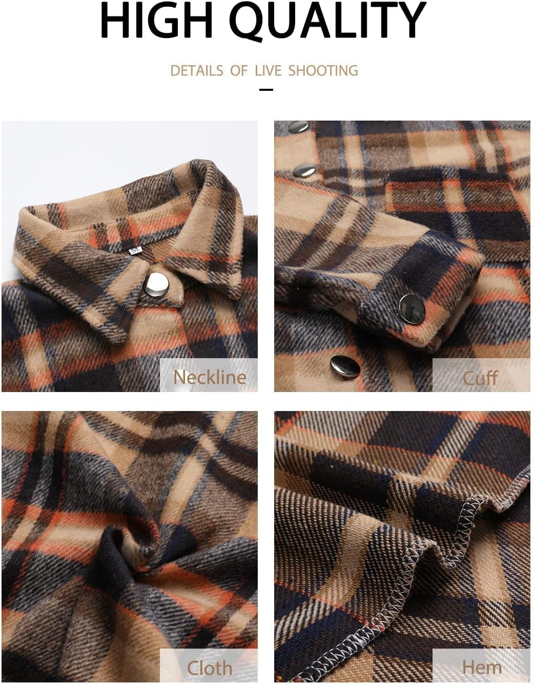 Stunshow Women's Plaid Button-Down Flannel Shacket Long Sleeve Coat Jacket - Trendy 2025 Collection