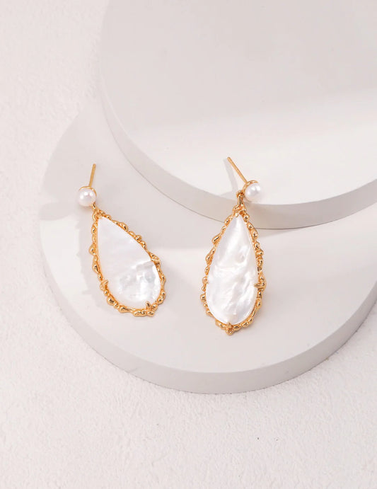 Elegance Pearl and Seashell Drop Earrings