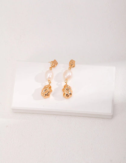 Hand Carved Style Pearl Earrings